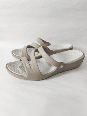 Crocs Women Patricia Comfort Beach Slide Slip-on Wedge Sandals Size 10 Beige